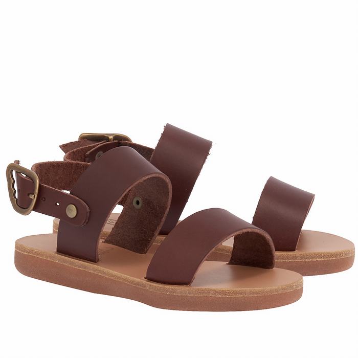 Kids' Ancient Greek Sandals Little Clio Soft Casual Sandals Coffee | IGW3862IH