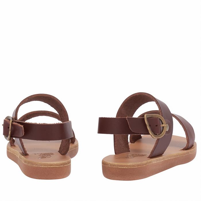 Kids' Ancient Greek Sandals Little Clio Soft Casual Sandals Coffee | IGW3862IH