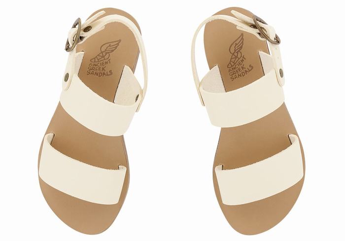 Kids' Ancient Greek Sandals Little Clio Soft Casual Sandals White | QZQ722IB