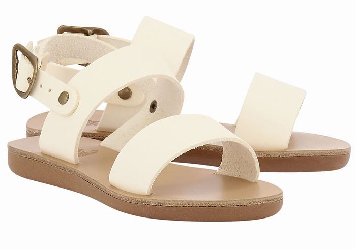 Kids' Ancient Greek Sandals Little Clio Soft Casual Sandals White | QZQ722IB