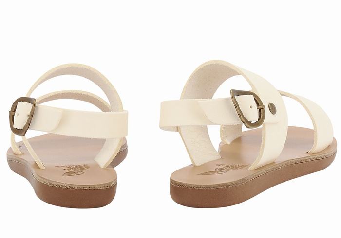 Kids' Ancient Greek Sandals Little Clio Soft Casual Sandals White | QZQ722IB