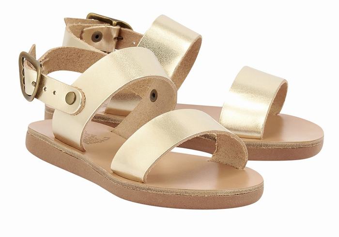 Kids' Ancient Greek Sandals Little Clio Soft Casual Sandals Gold White | DNB437KS