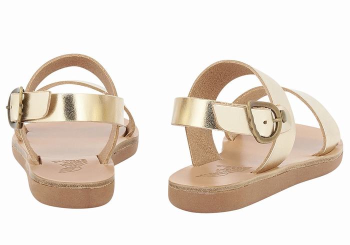 Kids' Ancient Greek Sandals Little Clio Soft Casual Sandals Gold White | DNB437KS