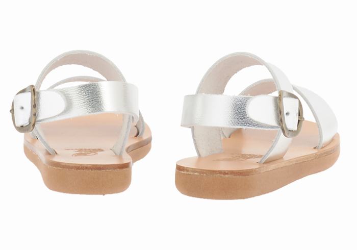 Kids' Ancient Greek Sandals Little Clio Soft Casual Sandals Silver | URW6220HV