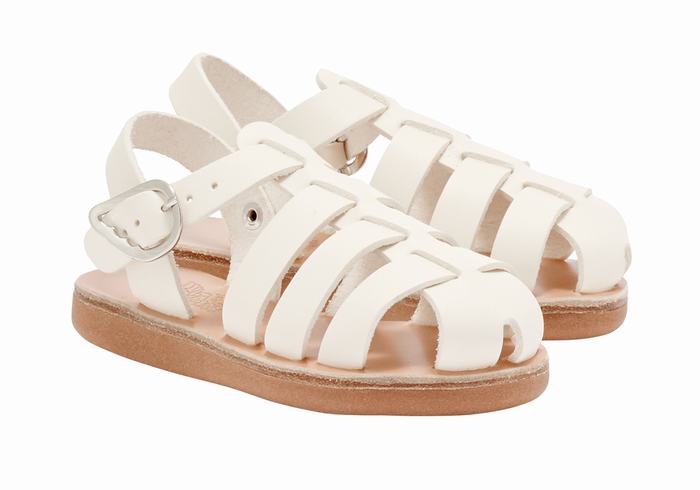 Kids' Ancient Greek Sandals Little Ektoras Soft Fisherman Sandals White | VIS6164IA