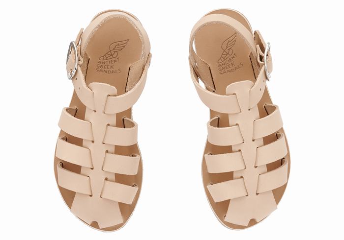 Kids' Ancient Greek Sandals Little Ektoras Soft Fisherman Sandals Beige | ONK1212SU