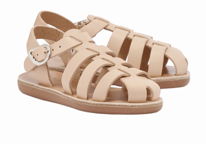 Kids' Ancient Greek Sandals Little Ektoras Soft Fisherman Sandals Beige | ONK1212SU