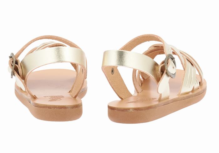 Kids' Ancient Greek Sandals Little Electra Soft Flat Sandals Gold White | NXK789RY