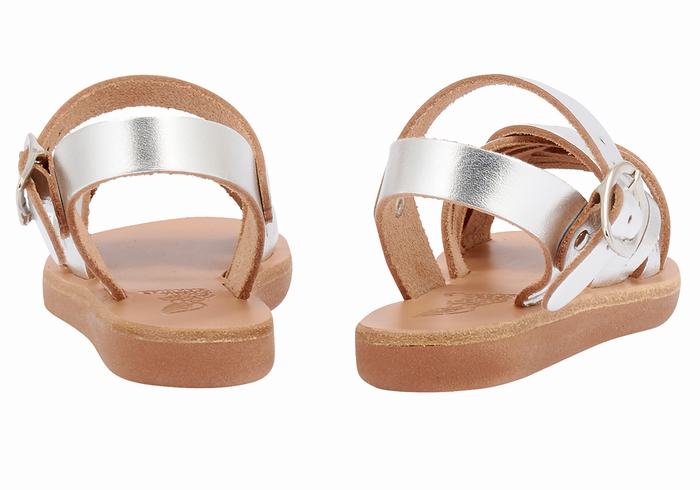 Kids' Ancient Greek Sandals Little Electra Soft Flat Sandals Silver | IHP2261FY