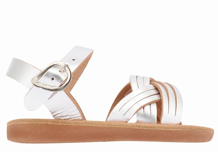 Kids\' Ancient Greek Sandals Little Electra Soft Flat Sandals Silver | IHP2261FY