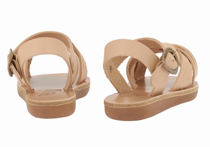 Kids' Ancient Greek Sandals Little Electra Soft Flat Sandals Beige | POQ8442JC