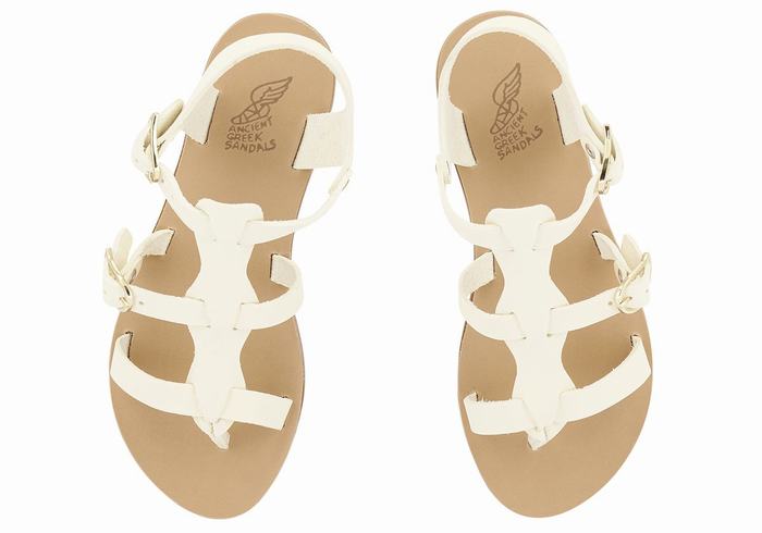 Kids' Ancient Greek Sandals Little Grace Kelly Soft Flat Sandals White | EQW4884EC