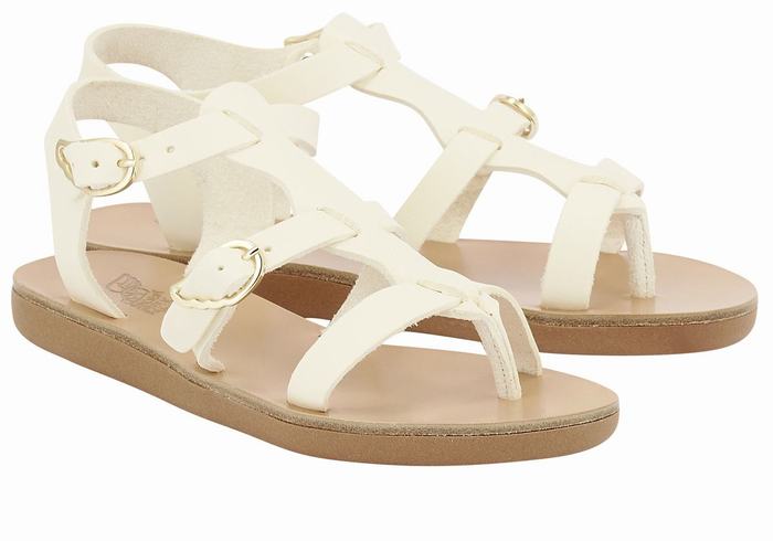 Kids' Ancient Greek Sandals Little Grace Kelly Soft Flat Sandals White | EQW4884EC