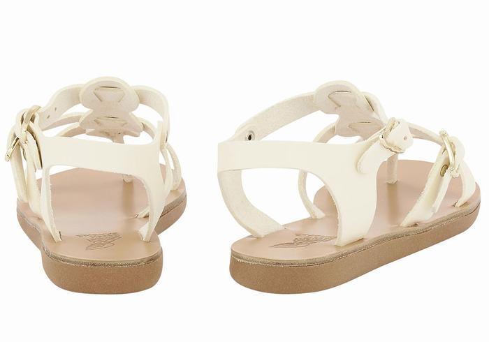 Kids' Ancient Greek Sandals Little Grace Kelly Soft Flat Sandals White | EQW4884EC