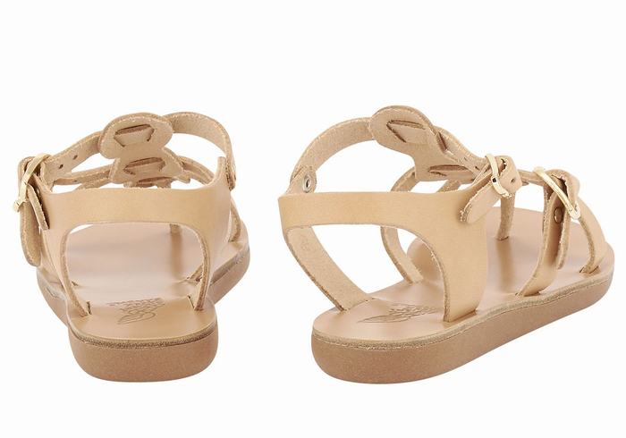 Kids' Ancient Greek Sandals Little Grace Kelly Soft Flat Sandals Beige | SUZ608YJ