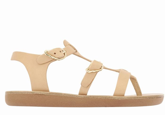 Kids\' Ancient Greek Sandals Little Grace Kelly Soft Flat Sandals Beige | SUZ608YJ