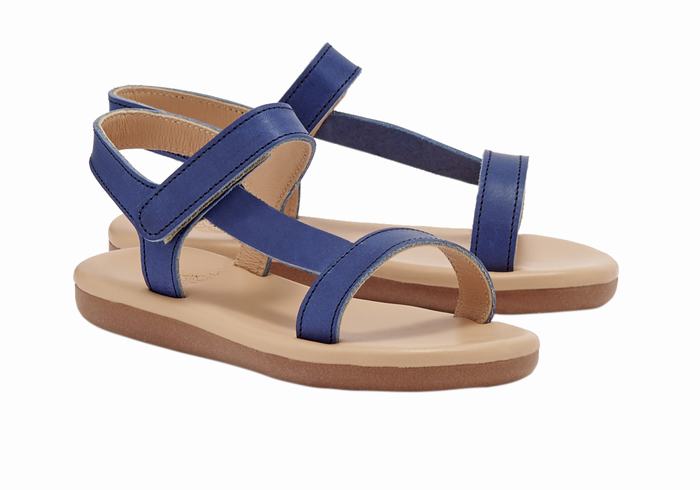 Kids' Ancient Greek Sandals Little Iasonas Soft Casual Sandals Dark Blue | GQP4688HM