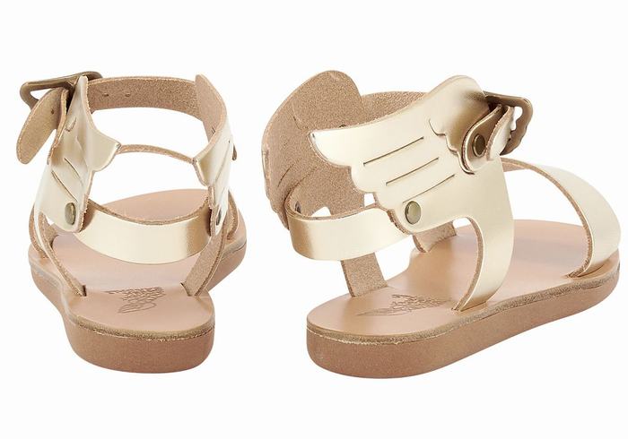 Kids' Ancient Greek Sandals Little Ikaria Soft Casual Sandals Gold White | HEK8410DH