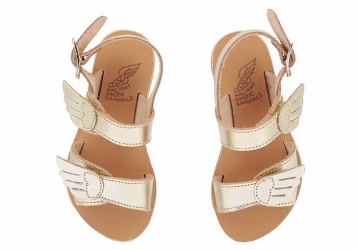 Kids' Ancient Greek Sandals Little Iliada Soft Casual Sandals Gold White | BGQ3297FM