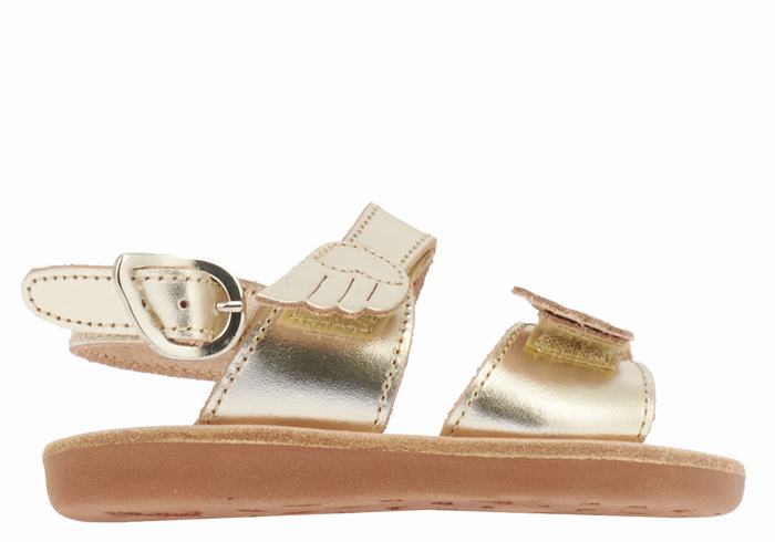 Kids\' Ancient Greek Sandals Little Iliada Soft Casual Sandals Gold White | BGQ3297FM