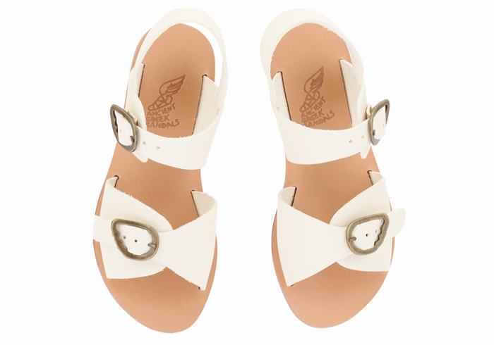 Kids' Ancient Greek Sandals Little Irini Soft Casual Sandals White | KGL1471ER