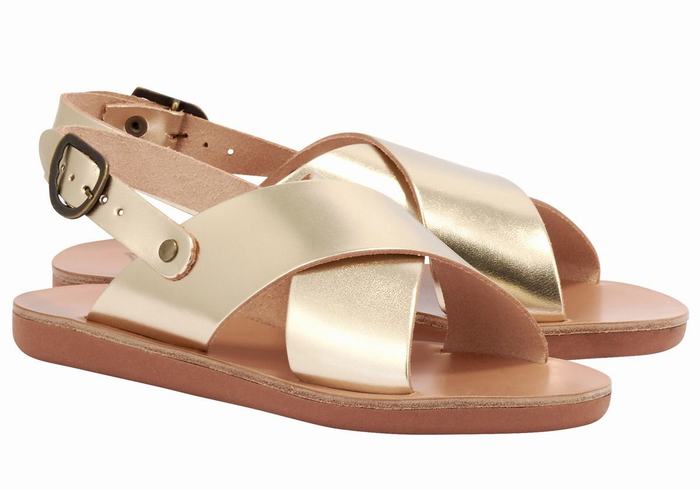 Kids' Ancient Greek Sandals Little Maria Soft Casual Sandals Gold White | ZCW3029ZS