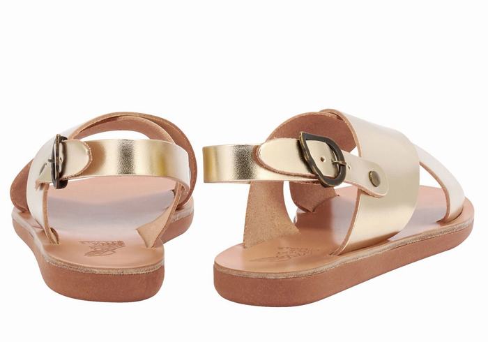 Kids' Ancient Greek Sandals Little Maria Soft Casual Sandals Gold White | ZCW3029ZS