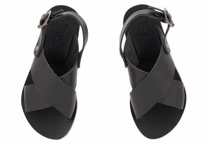 Kids' Ancient Greek Sandals Little Maria Soft Casual Sandals Black | SRE8483RZ