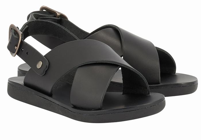 Kids' Ancient Greek Sandals Little Maria Soft Casual Sandals Black | SRE8483RZ