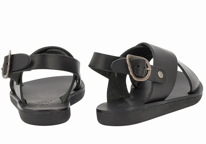 Kids' Ancient Greek Sandals Little Maria Soft Casual Sandals Black | SRE8483RZ