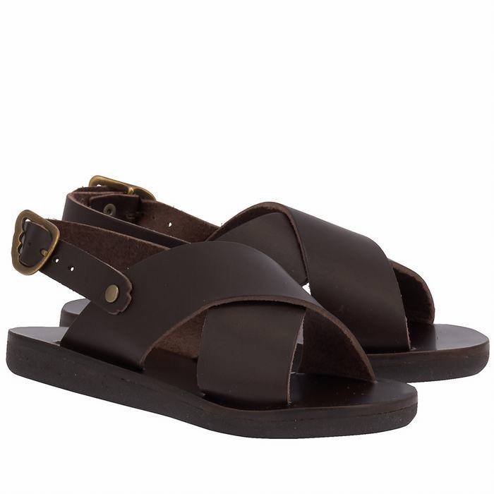 Kids' Ancient Greek Sandals Little Maria Soft Casual Sandals Chocolate | SBS747HQ