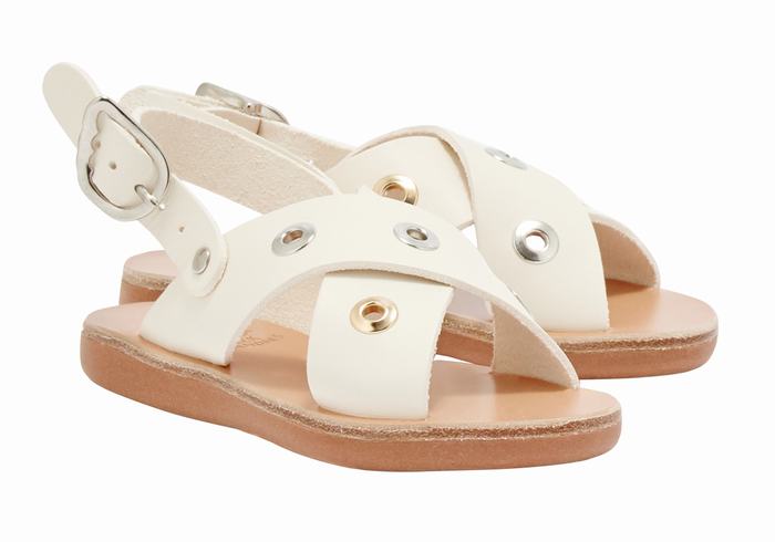 Kids' Ancient Greek Sandals Little Maria Eyelets Soft Casual Sandals White | QEC5879IJ