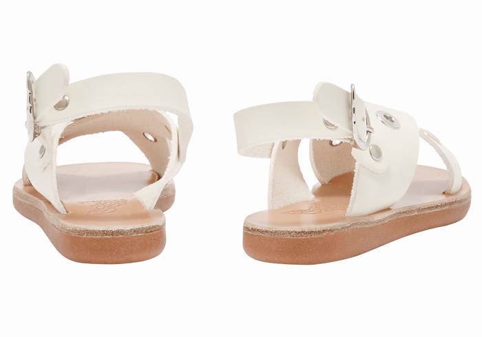 Kids' Ancient Greek Sandals Little Maria Eyelets Soft Casual Sandals White | QEC5879IJ