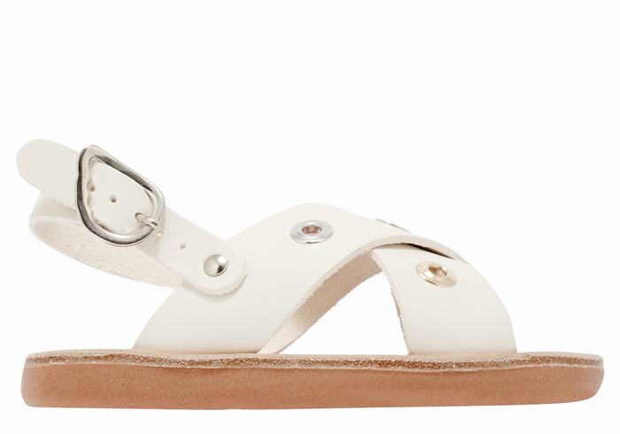 Kids\' Ancient Greek Sandals Little Maria Eyelets Soft Casual Sandals White | QEC5879IJ