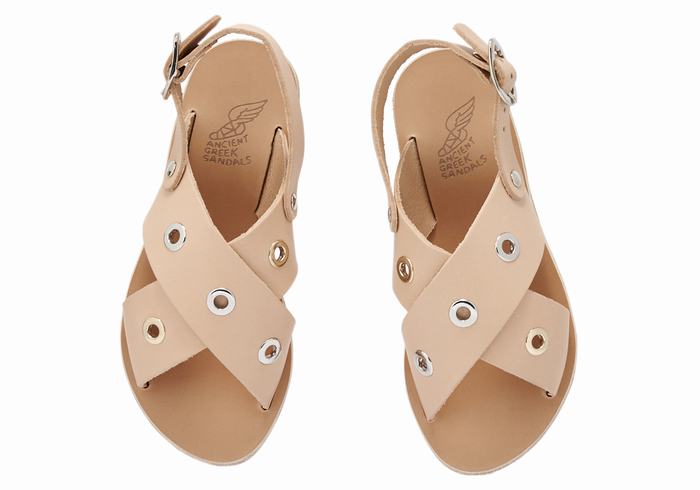 Kids' Ancient Greek Sandals Little Maria Eyelets Soft Casual Sandals Beige | IHE277YS