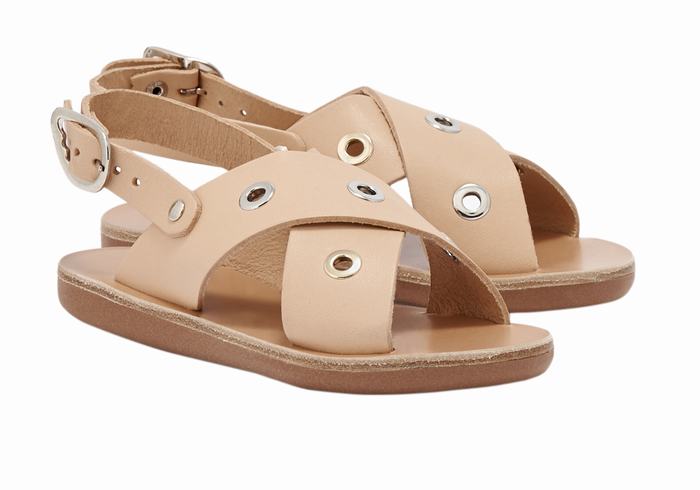 Kids' Ancient Greek Sandals Little Maria Eyelets Soft Casual Sandals Beige | IHE277YS