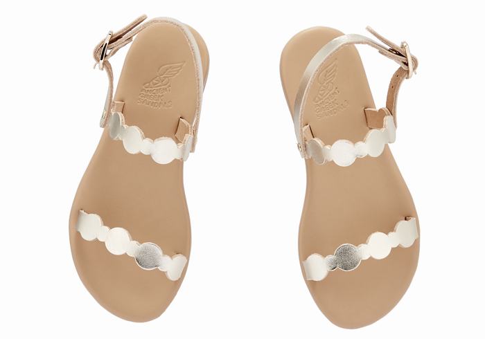 Kids' Ancient Greek Sandals Little Orion Soft Flat Sandals Gold White | BSF9473RE