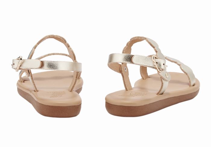 Kids' Ancient Greek Sandals Little Orion Soft Flat Sandals Gold White | BSF9473RE