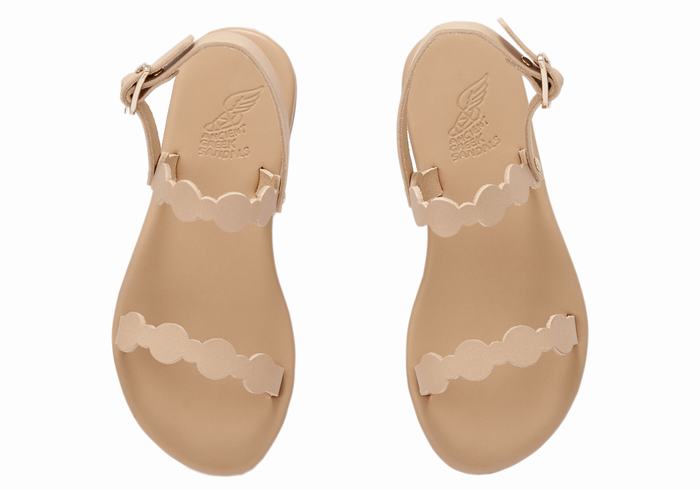 Kids' Ancient Greek Sandals Little Orion Soft Flat Sandals Beige | XLE7085QA