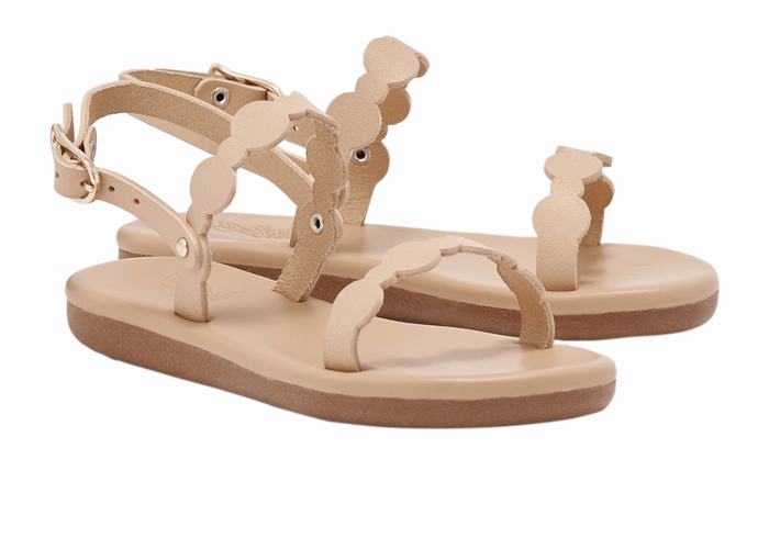 Kids' Ancient Greek Sandals Little Orion Soft Flat Sandals Beige | XLE7085QA