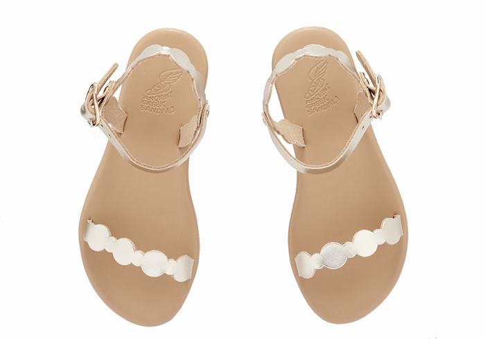 Kids' Ancient Greek Sandals Little Toxo Soft Flat Sandals Gold White | BFC210RE