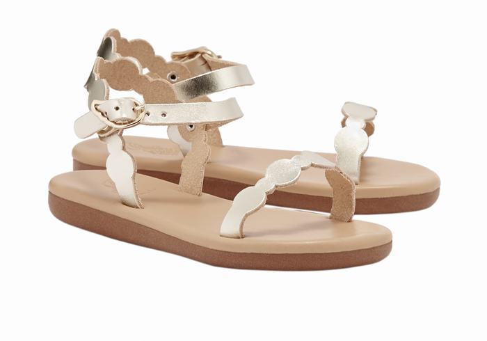 Kids' Ancient Greek Sandals Little Toxo Soft Flat Sandals Gold White | BFC210RE