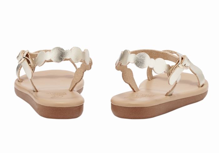 Kids' Ancient Greek Sandals Little Toxo Soft Flat Sandals Gold White | BFC210RE