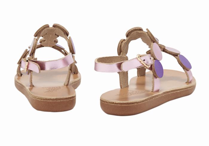 Kids' Ancient Greek Sandals Little Uranos Soft Flat Sandals Pink Purple | MRX7643RE