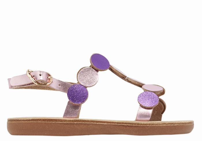 Kids\' Ancient Greek Sandals Little Uranos Soft Flat Sandals Pink Purple | MRX7643RE