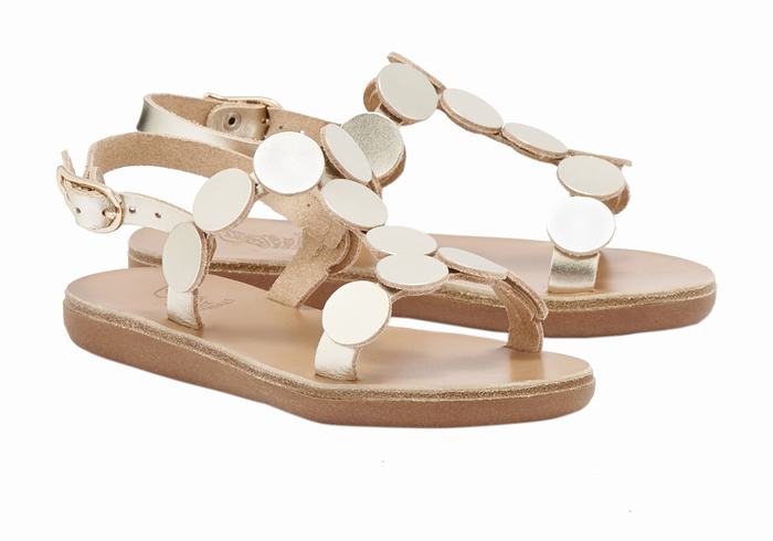 Kids' Ancient Greek Sandals Little Uranos Soft Flat Sandals Gold White | FSV9695EY