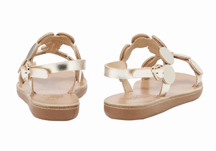 Kids' Ancient Greek Sandals Little Uranos Soft Flat Sandals Gold White | FSV9695EY