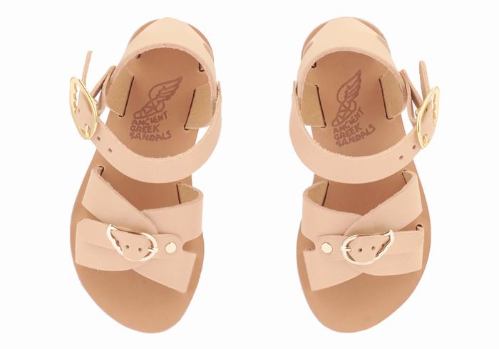 Kids' Ancient Greek Sandals Little Vasso Soft Casual Sandals Beige | OGP776PB