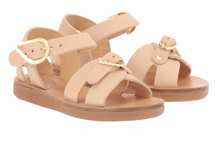 Kids' Ancient Greek Sandals Little Vasso Soft Casual Sandals Beige | OGP776PB