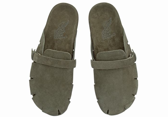 Men Ancient Greek Sandals Atlas Slippers Dark Green | ZMV7751KY